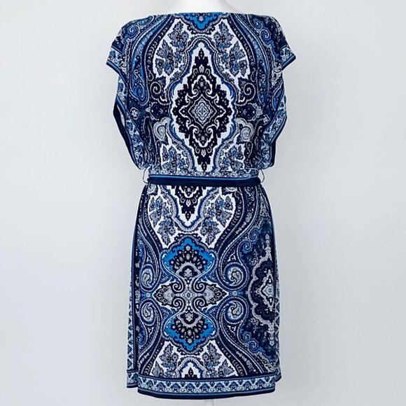 INC International Concepts Women’s Petite Small Blue Multicolor Paisley Dress - Picture 3 of 8